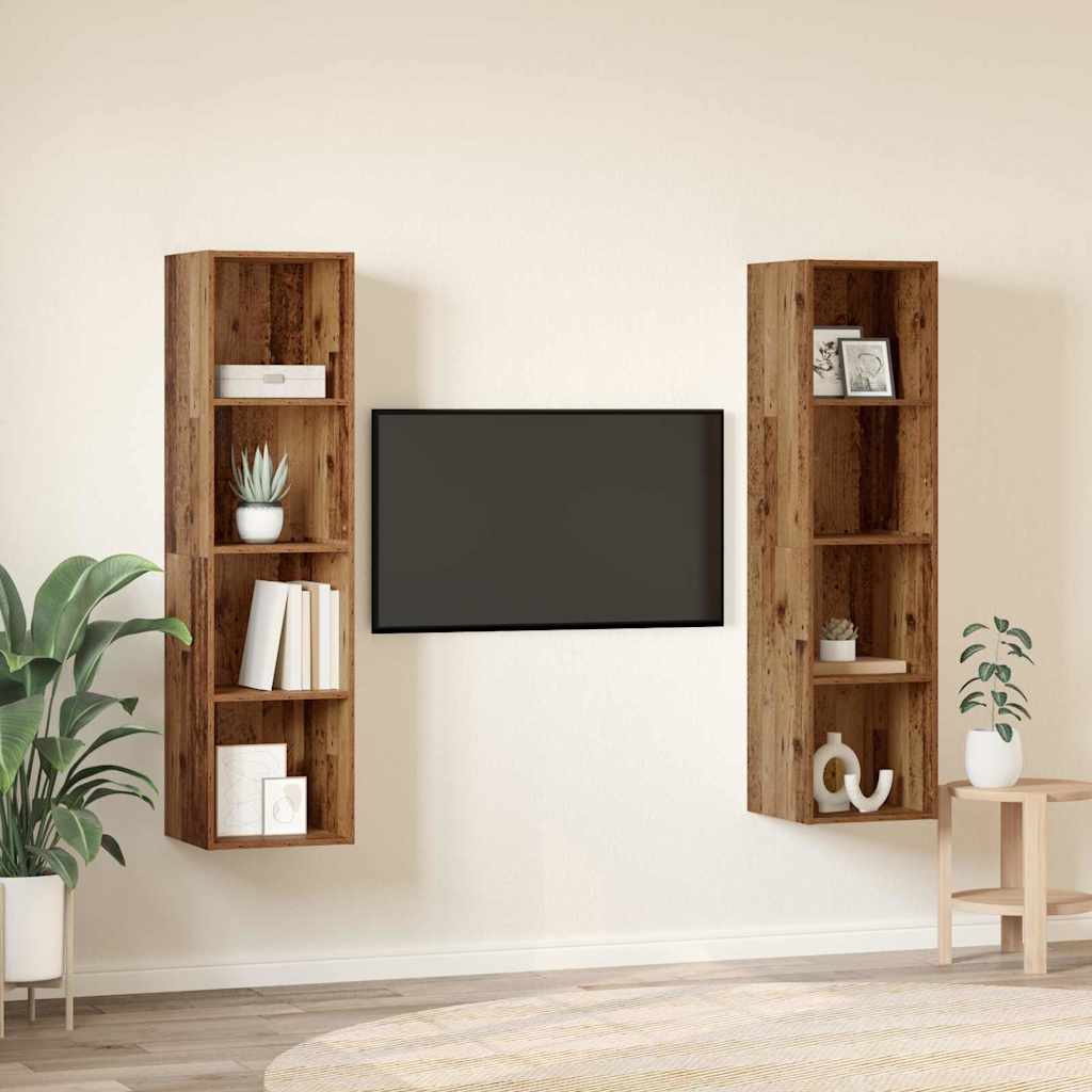 TV-skåp 2 pcs Brun 37 x 37 x 142.5 cm Konstruerat trä