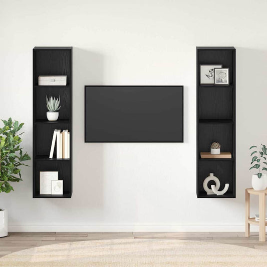 TV-skåp 2 pcs Svart 37 x 37 x 142.5 cm Konstruerat trä