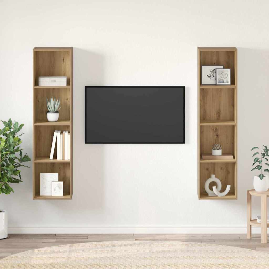 TV-skåp 2 pcs Brun 37 x 37 x 142.5 cm Konstruerat trä