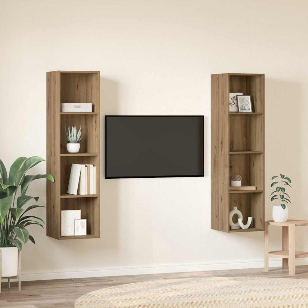 TV-skåp 2 pcs Brun 37 x 37 x 142.5 cm Konstruerat trä