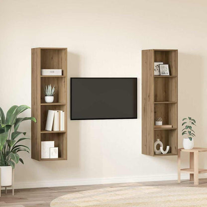 TV-skåp 2 pcs Brun 37 x 37 x 142.5 cm Konstruerat trä