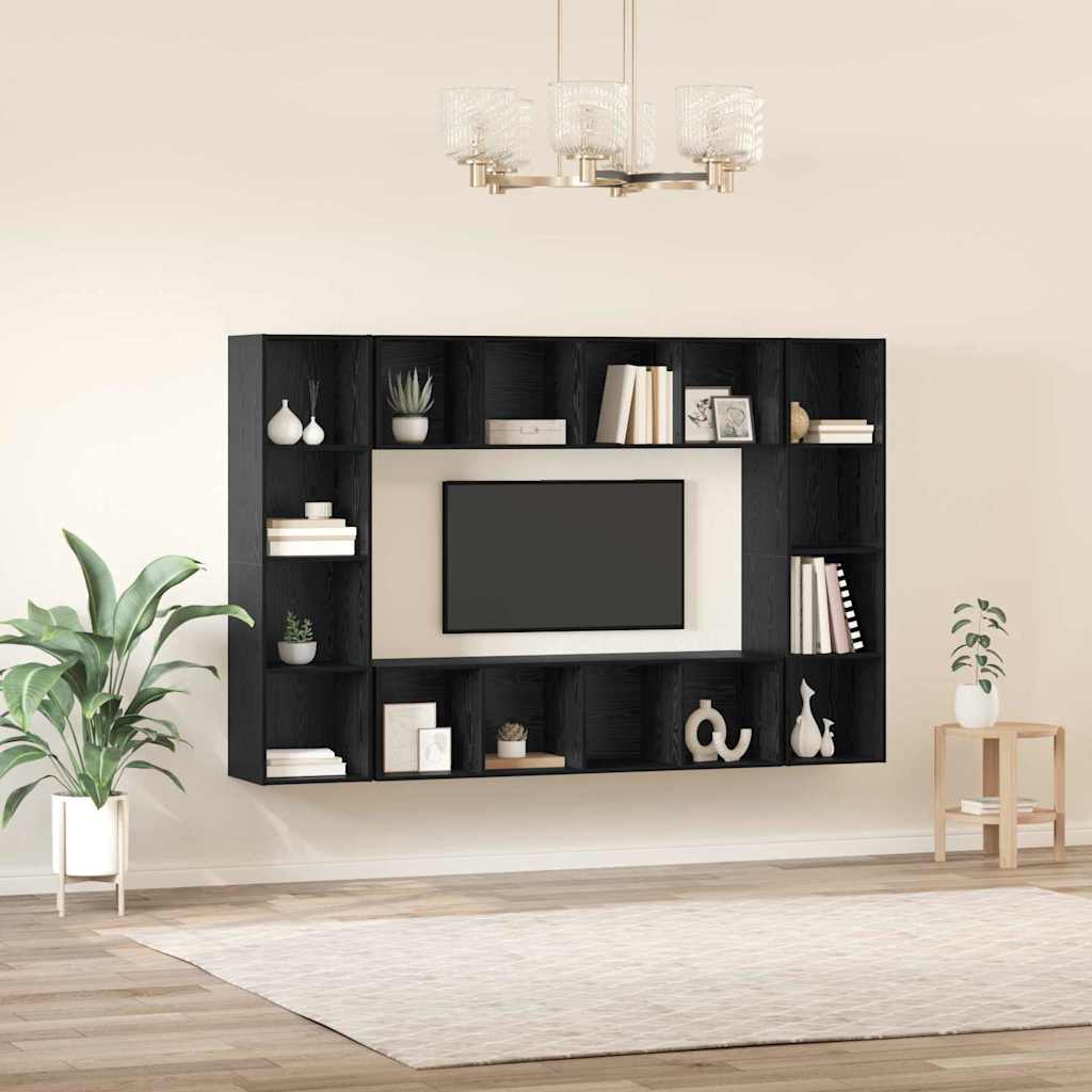 TV-skåp 4 pcs Svart 37 x 37 x 142.5 cm Konstruerat trä