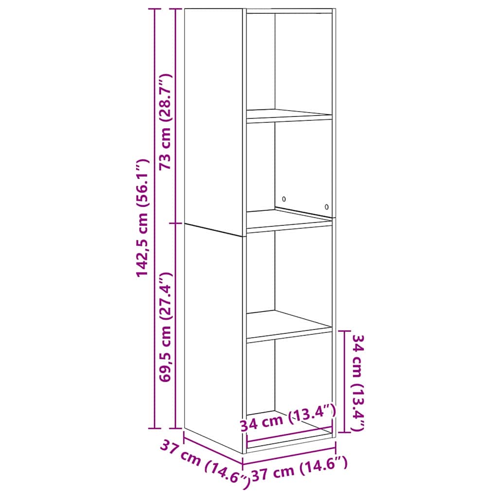 TV-skåp 4 pcs Brun 37 x 37 x 142.5 cm Konstruerat trä