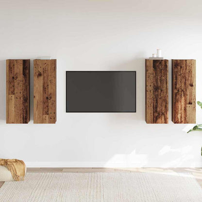 TV-skåpsset 4 pcs Gammalt trä 30.5 x 30 x 90 cm Konstruerat trä