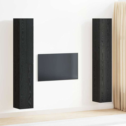TV-skåpsset 4 pcs Svart ek 30.5 x 30 x 90 cm Konstruerat trä