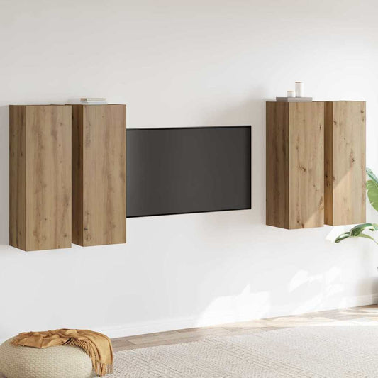 TV-skåpsset 4 pcs artisan ek 30.5 x 30 x 90 cm Konstruerat trä