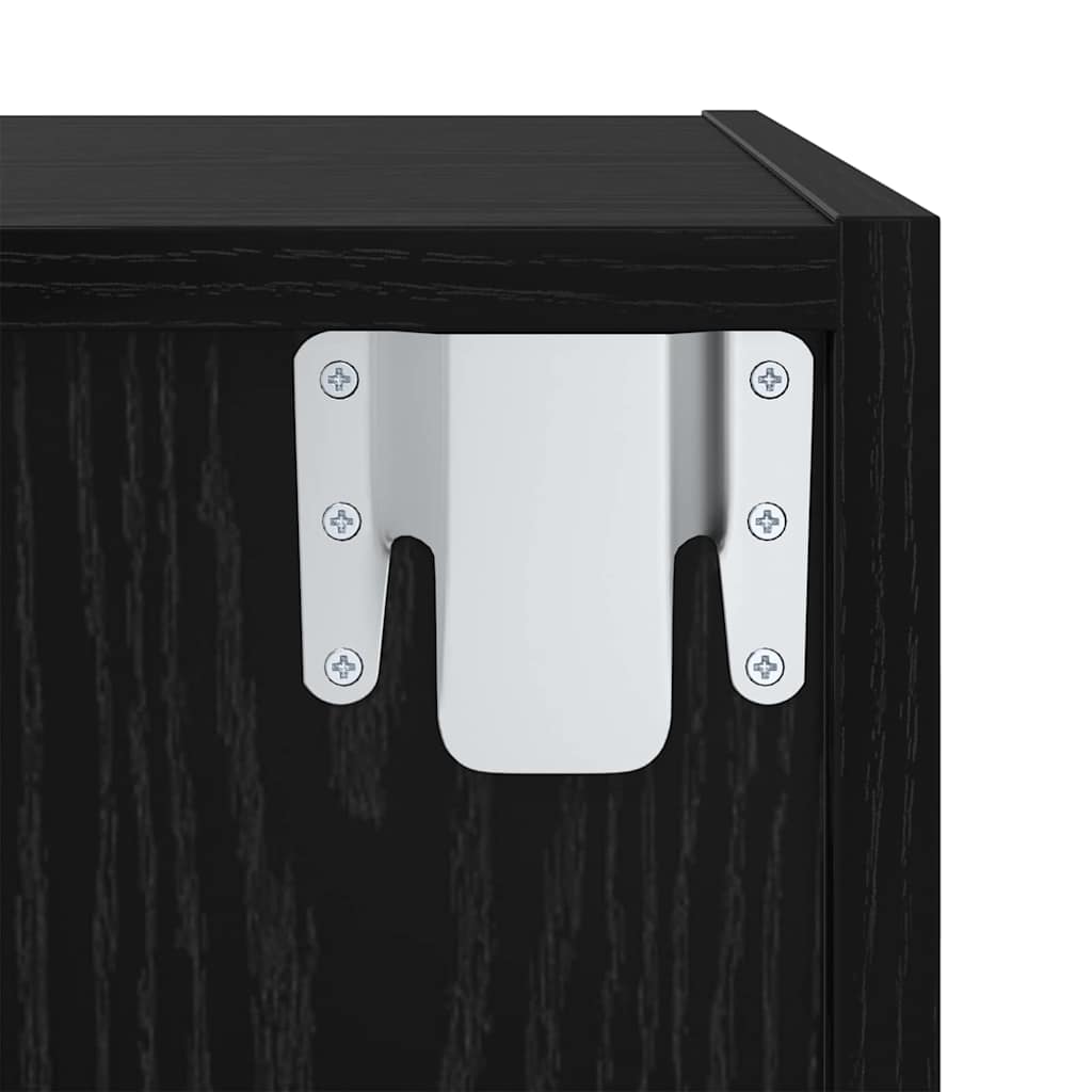 Väggmonterade TV-skåp 2 pcs Svart ek 37 x 37 x 107 cm