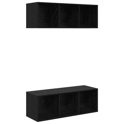 Väggmonterade TV-skåp 2 pcs Svart ek 37 x 37 x 107 cm