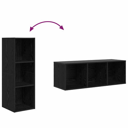 Väggmonterade TV-skåp 2 pcs Svart ek 37 x 37 x 107 cm