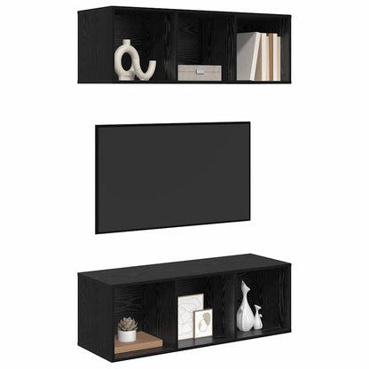 Väggmonterade TV-skåp 2 pcs Svart ek 37 x 37 x 107 cm