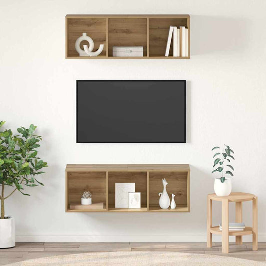 Väggmonterade TV-skåp 2 pcs artisan ek 37 x 37 x 107 cm