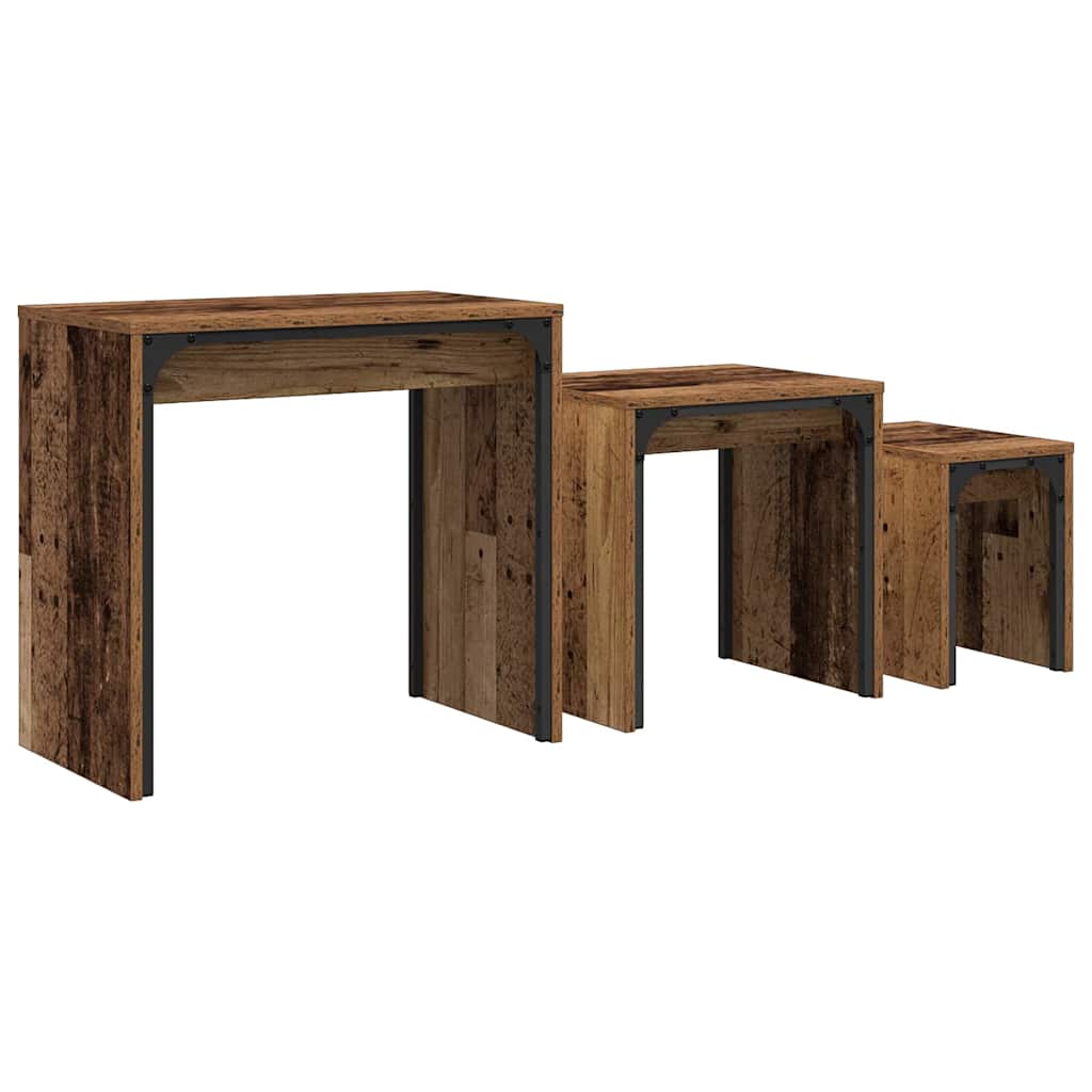 Soffbord Åldrat Trä 3 pcs 60 x 35 x 56 cm