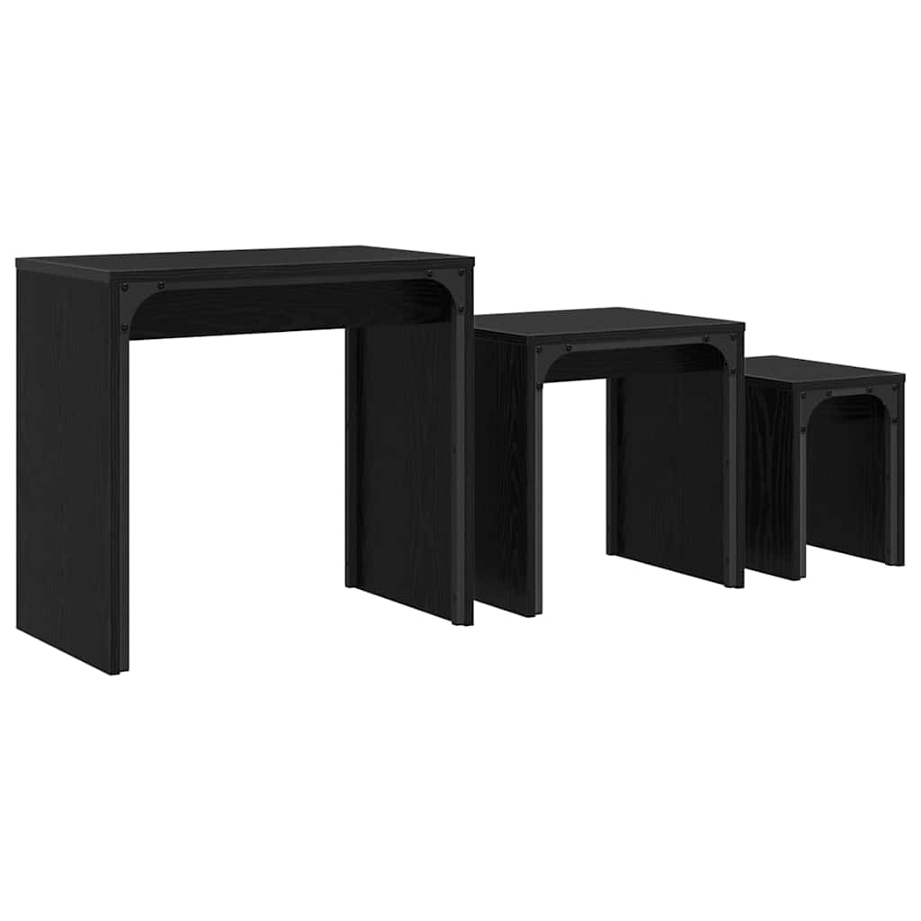 Soffbord Svart Ek 3 pcs 60 x 35 x 56 cm