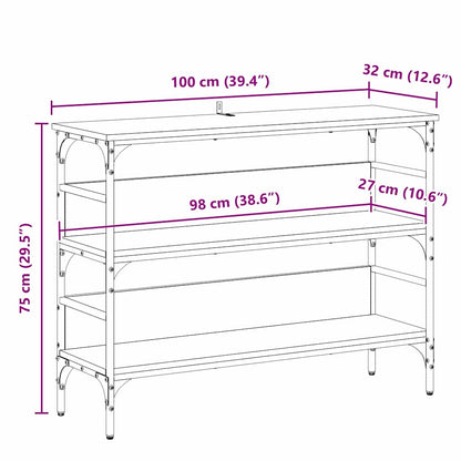 Avlastningsbord Konsollbord Svart Ek med hylla 100 x 32 x 75 cm