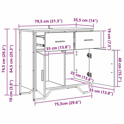Skänk Svart Ek 79.5 x 35.5 x 74.5 cm
