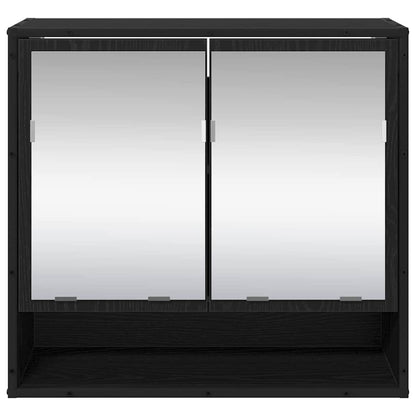 Badrumsspegel Spegelskåp Svart Ek 65 x 20 x 60 cm