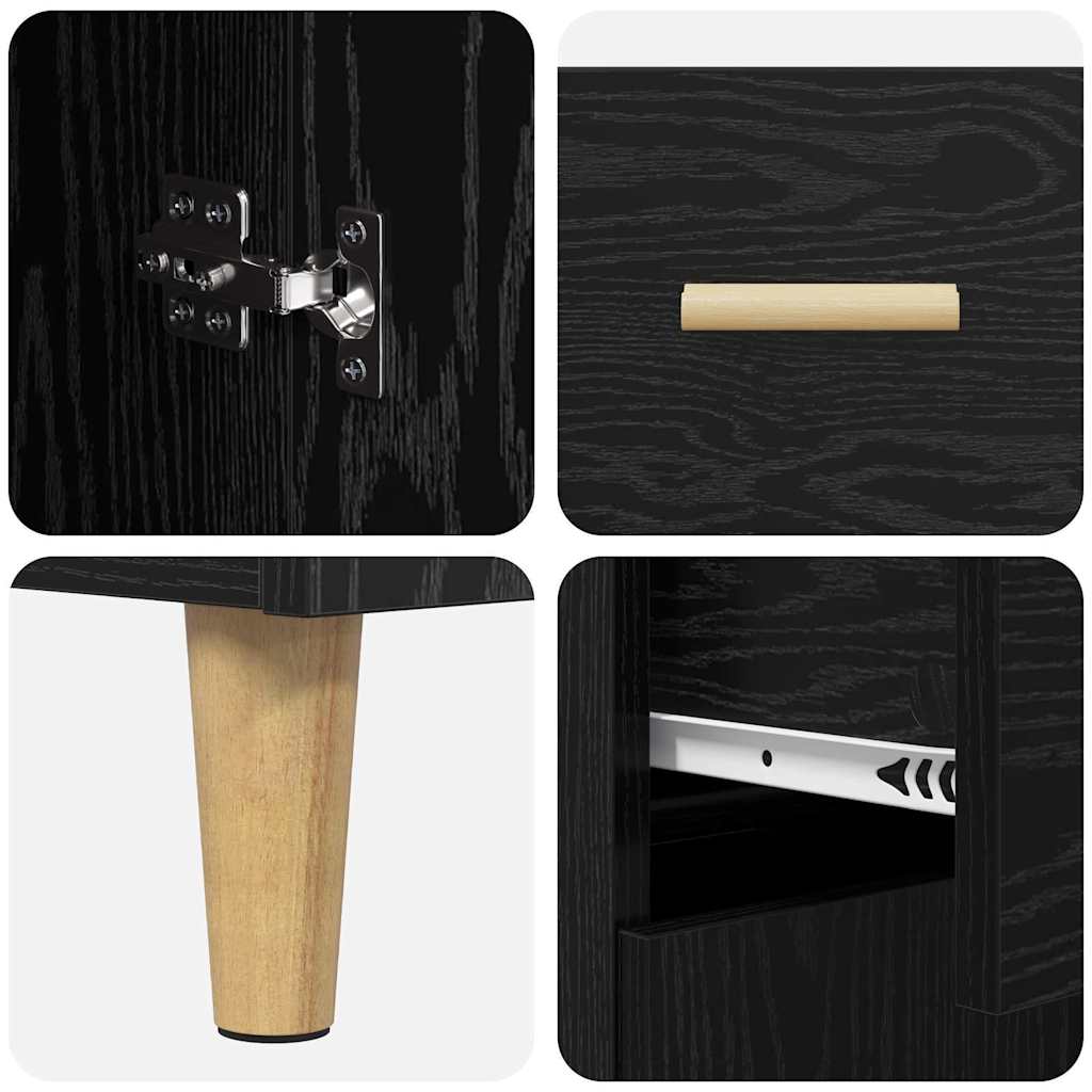 Skänk Svart Ek med låda 34 x 69.5 x 89 cm