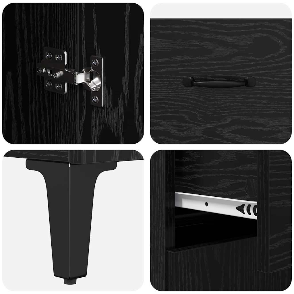 Skänk Svart Ek med låda 34 x 69.5 x 90 cm