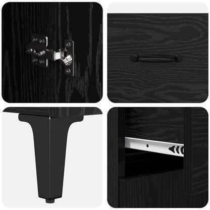 Skänk Svart Ek med låda 34 x 69.5 x 90 cm