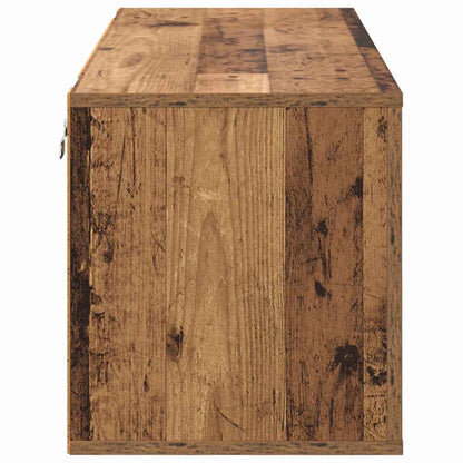 Skoställ Åldrat Trä Skoskåp med hylla 100 x 35 x 38 cm