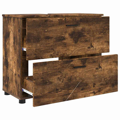 Badrumsskåp Rökfärgad Ek 76.5 x 35 x 64 cm