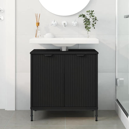 Badrumsunderskåp med handfat med lagring Svart 60,5 x 33,5 x 61 cm