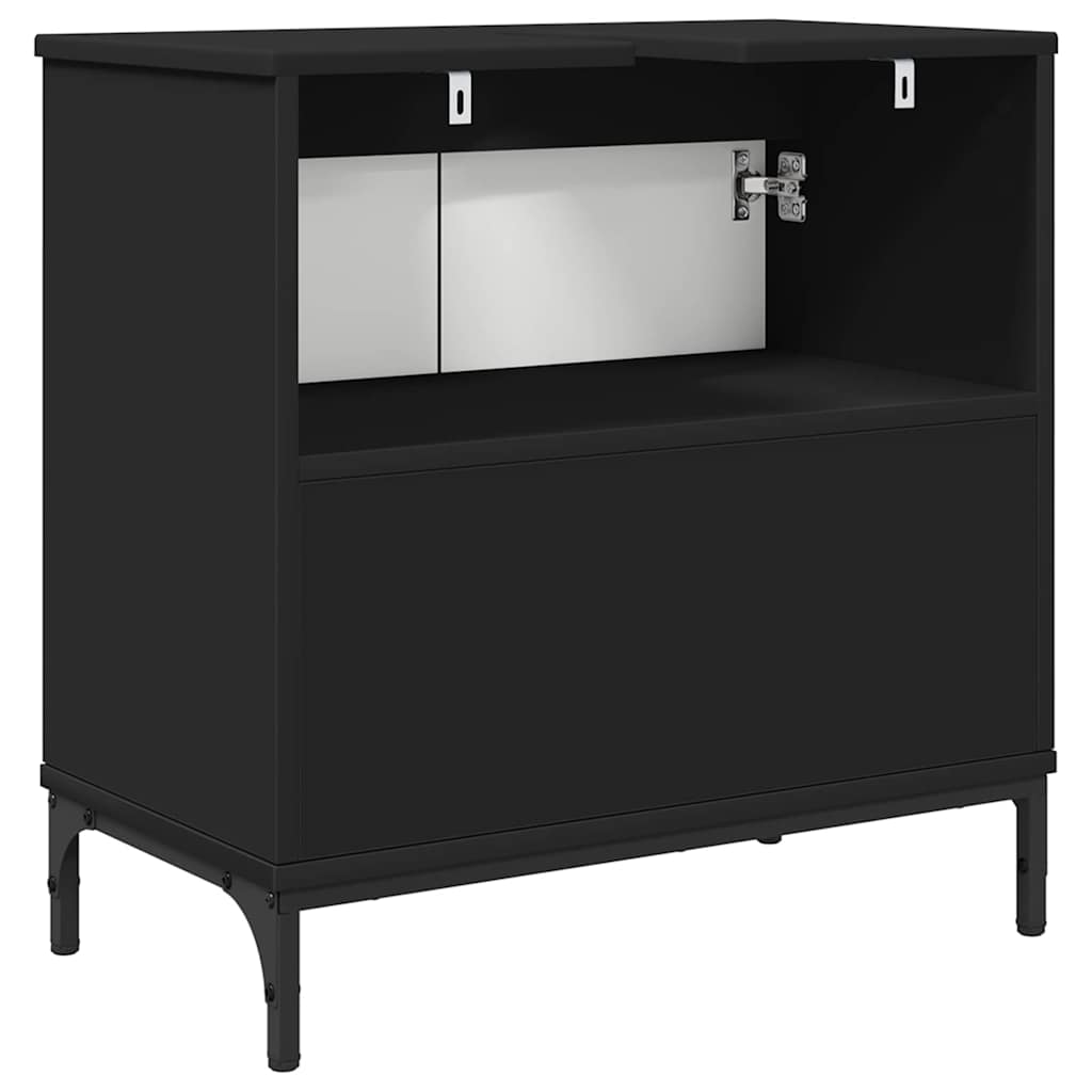 Badrumsunderskåp med handfat med lagring Svart 60,5 x 33,5 x 61 cm