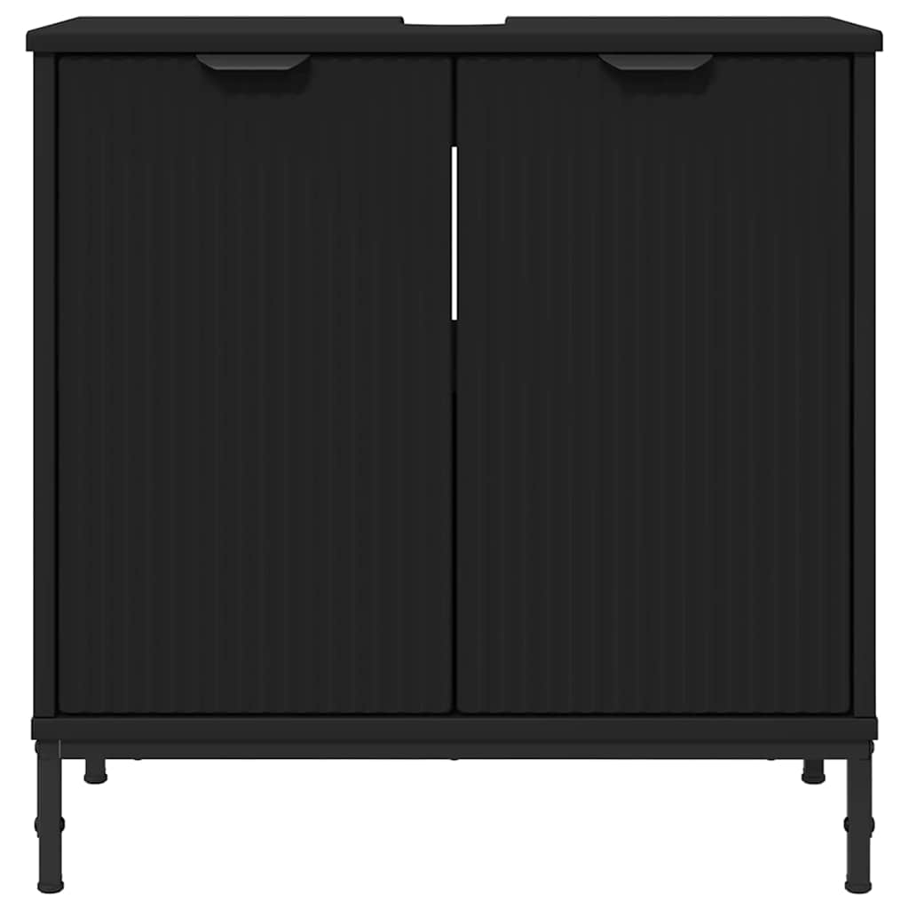 Badrumsunderskåp med handfat med lagring Svart 60,5 x 33,5 x 61 cm