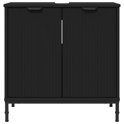 Badrumsunderskåp med handfat med lagring Svart 60,5 x 33,5 x 61 cm