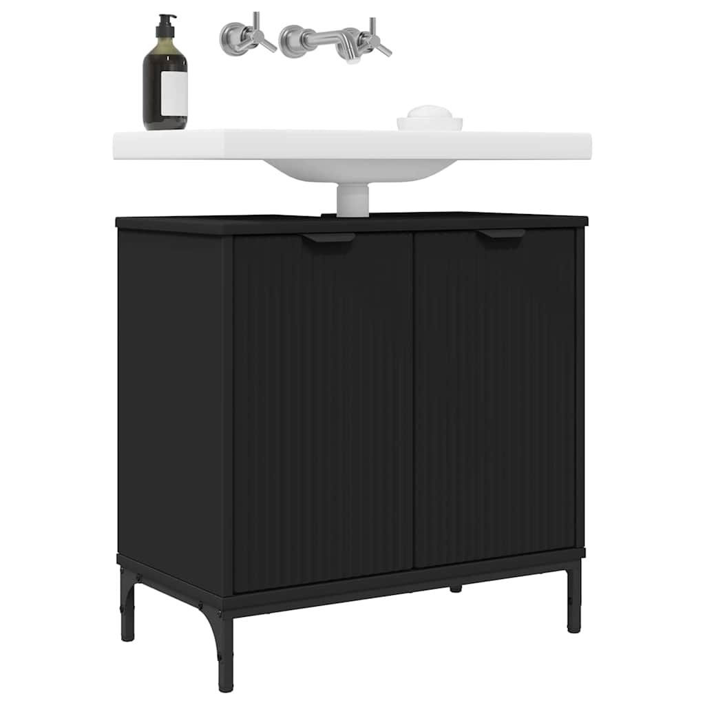 Badrumsunderskåp med handfat med lagring Svart 60,5 x 33,5 x 61 cm