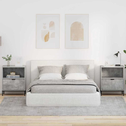 Sängbord 2 pcs Betonggrå 49 x 36 x 61 cm Konstruerat trä