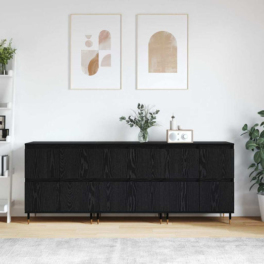 Skåp Svart 3 pcs Svart Ek 180 x 35 x 70 cm