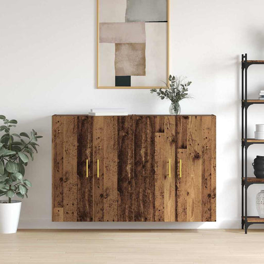 Väggmonterade Skåp 2 pcs Gammalt trä 69.5 x 34 x 90 cm