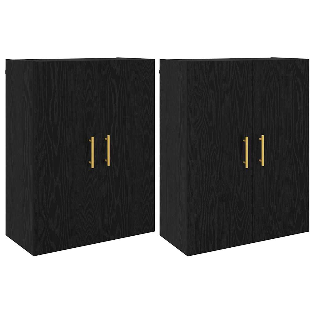 Väggmonterade Skåp 2 pcs Svart ek 69.5 x 34 x 90 cm