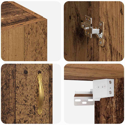Väggmonterade Skåp 2 pcs Gammalt trä 69.5 x 34 x 90 cm