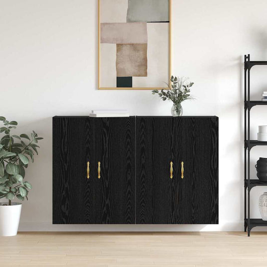 Väggmonterade Skåp 2 pcs Svart ek 69.5 x 34 x 90 cm