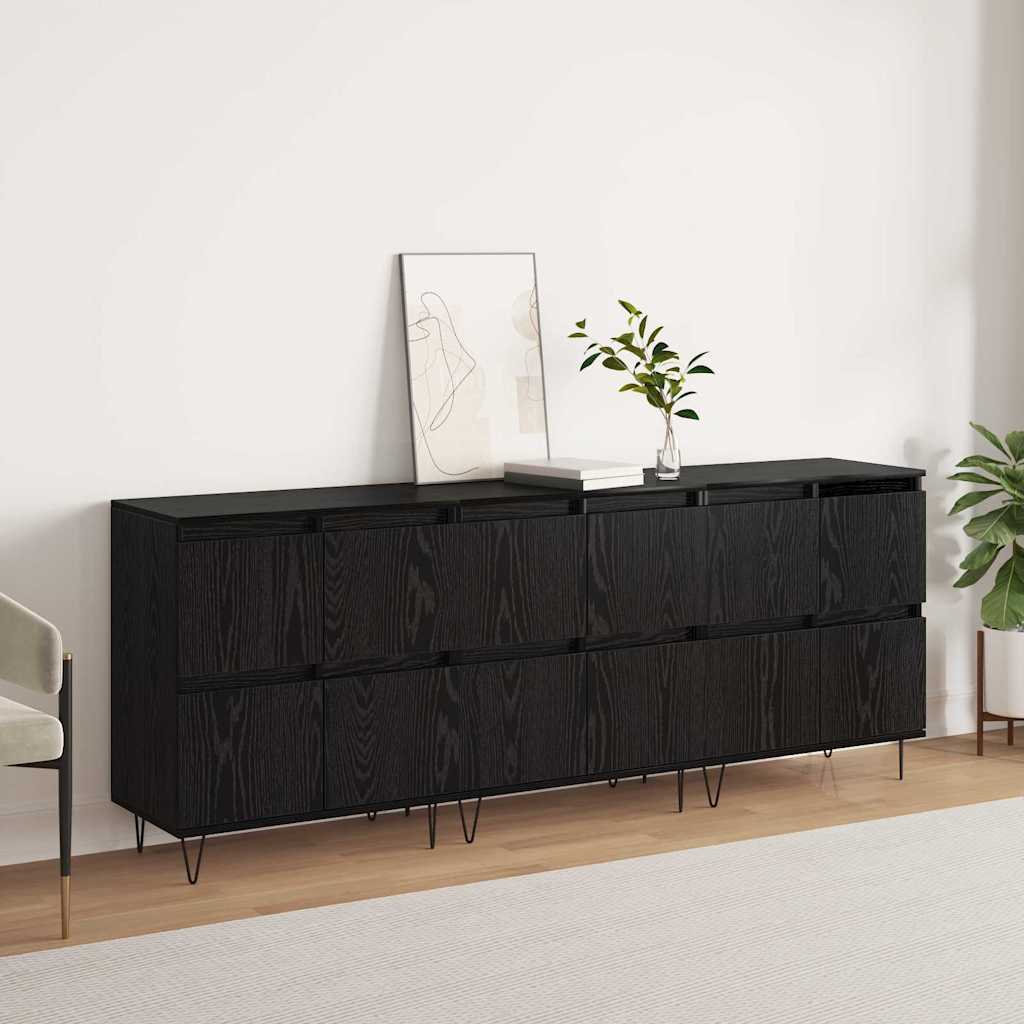 Skåp Svart 3 pcs Svart Ek 180 x 35 x 70 cm
