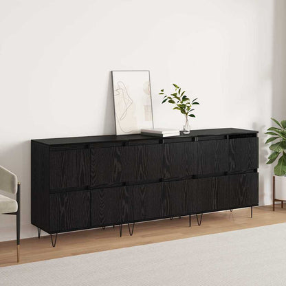 Skåp Svart 3 pcs Svart Ek 180 x 35 x 70 cm