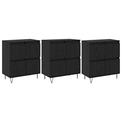 Skåp Svart 3 pcs Svart Ek 180 x 35 x 70 cm