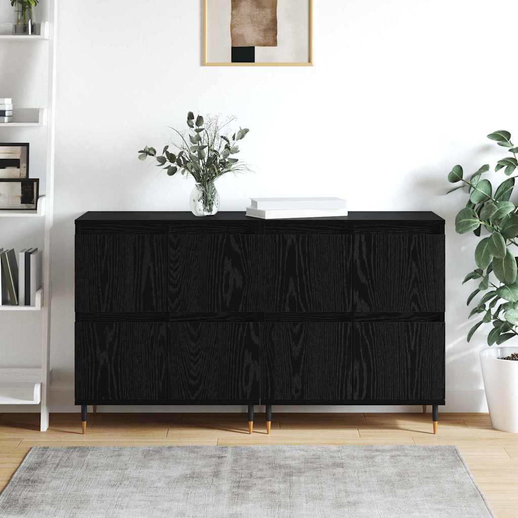 Skåp Svart 2 pcs Svart Ek 120 x 35 x 70 cm
