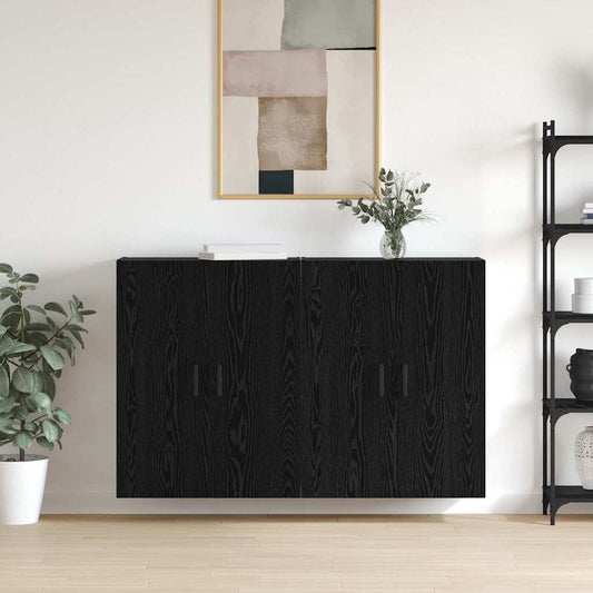 Väggskåp Svart Ek 2 pcs 69.5 x 34 x 90 cm