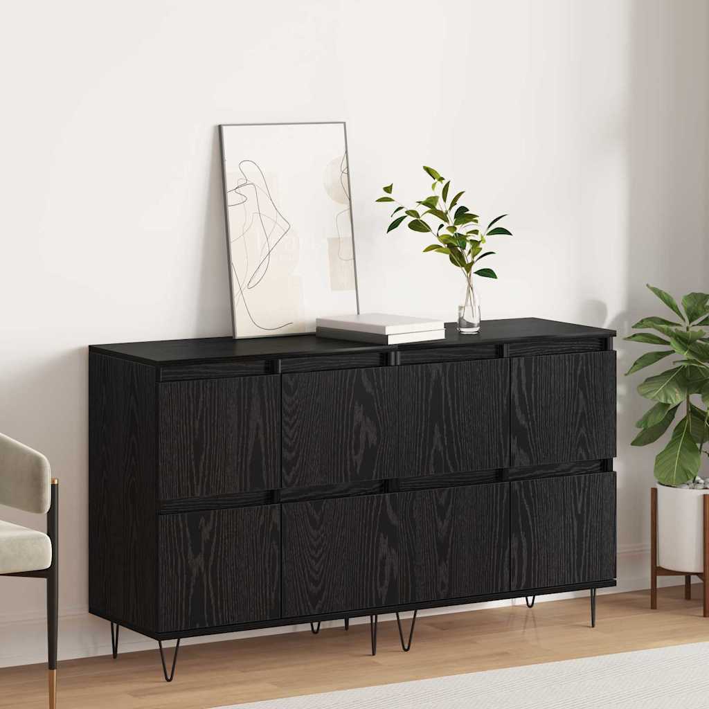 Skåp Svart 2 pcs Svart Ek 120 x 35 x 70 cm