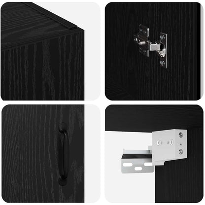 Väggskåp Svart Ek 2 pcs 69.5 x 34 x 90 cm