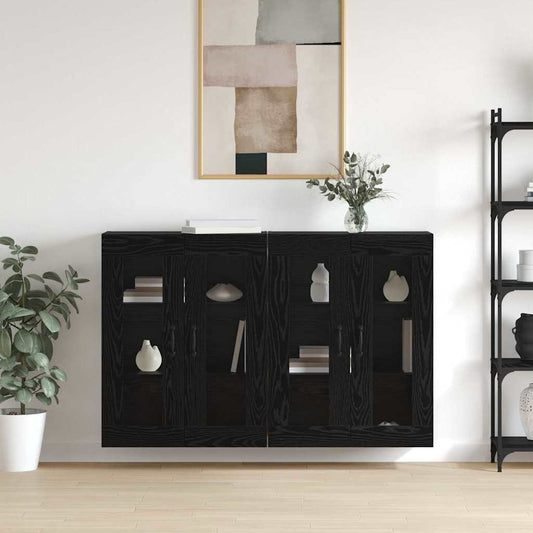 Väggskåp Svart Ek 2 pcs 69.5 x 34 x 90 cm