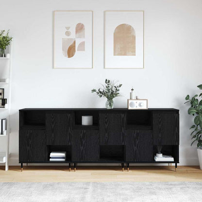 Skåp Svart 3 pcs Svart Ek 180 x 35 x 70 cm