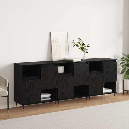 Skåp Svart 3 pcs Svart Ek 180 x 35 x 70 cm