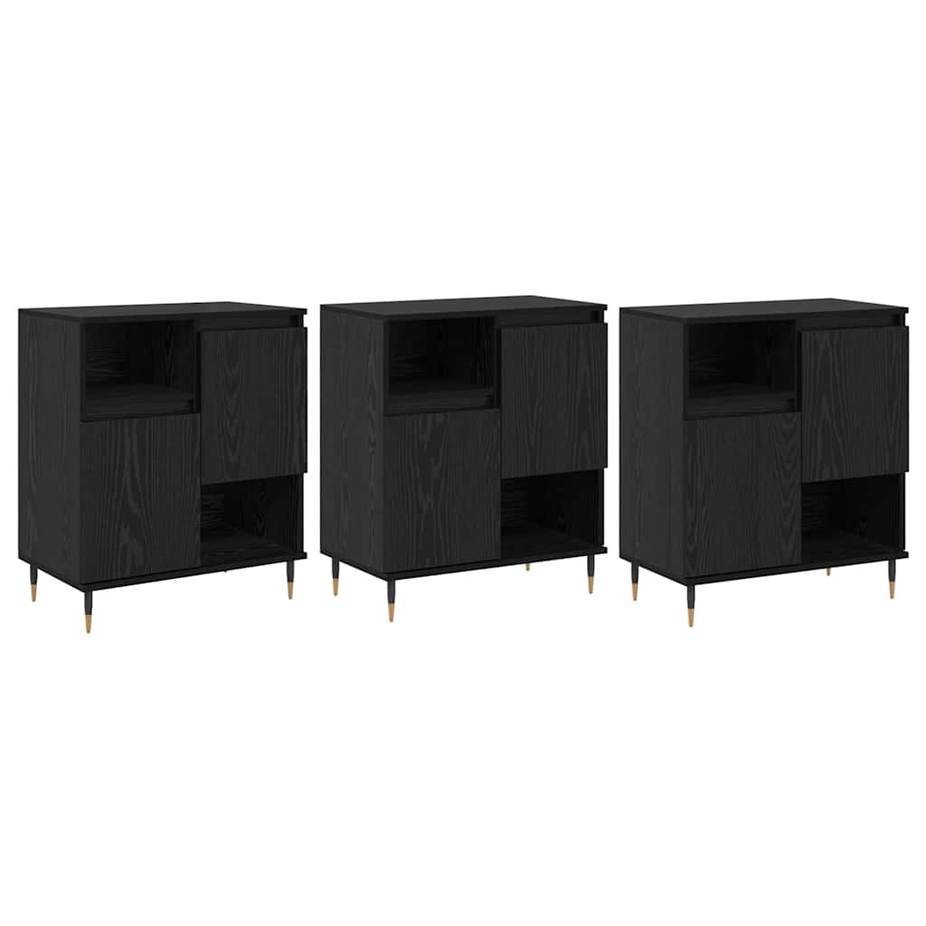Skåp Svart 3 pcs Svart Ek 180 x 35 x 70 cm