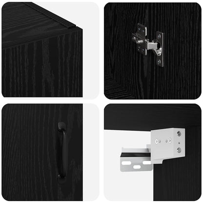 Väggskåp Svart Ek 2 pcs 69.5 x 34 x 90 cm