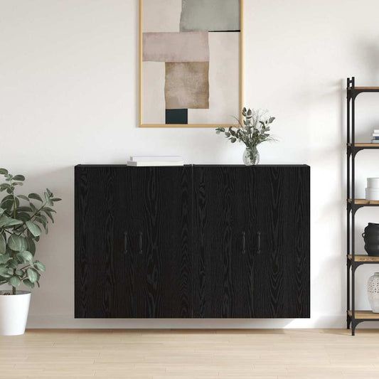 Väggskåp Svart Ek 2 pcs 69.5 x 34 x 90 cm