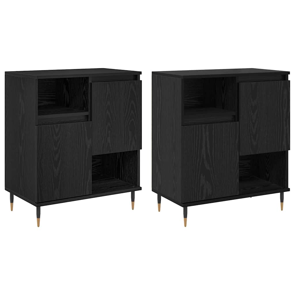 Skåp Svart 2 pcs Svart Ek 120 x 35 x 70 cm